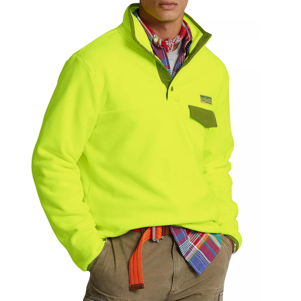 Polo Ralph Lauren Brushed Fleece Pullover Safety Yellow Size S 4222